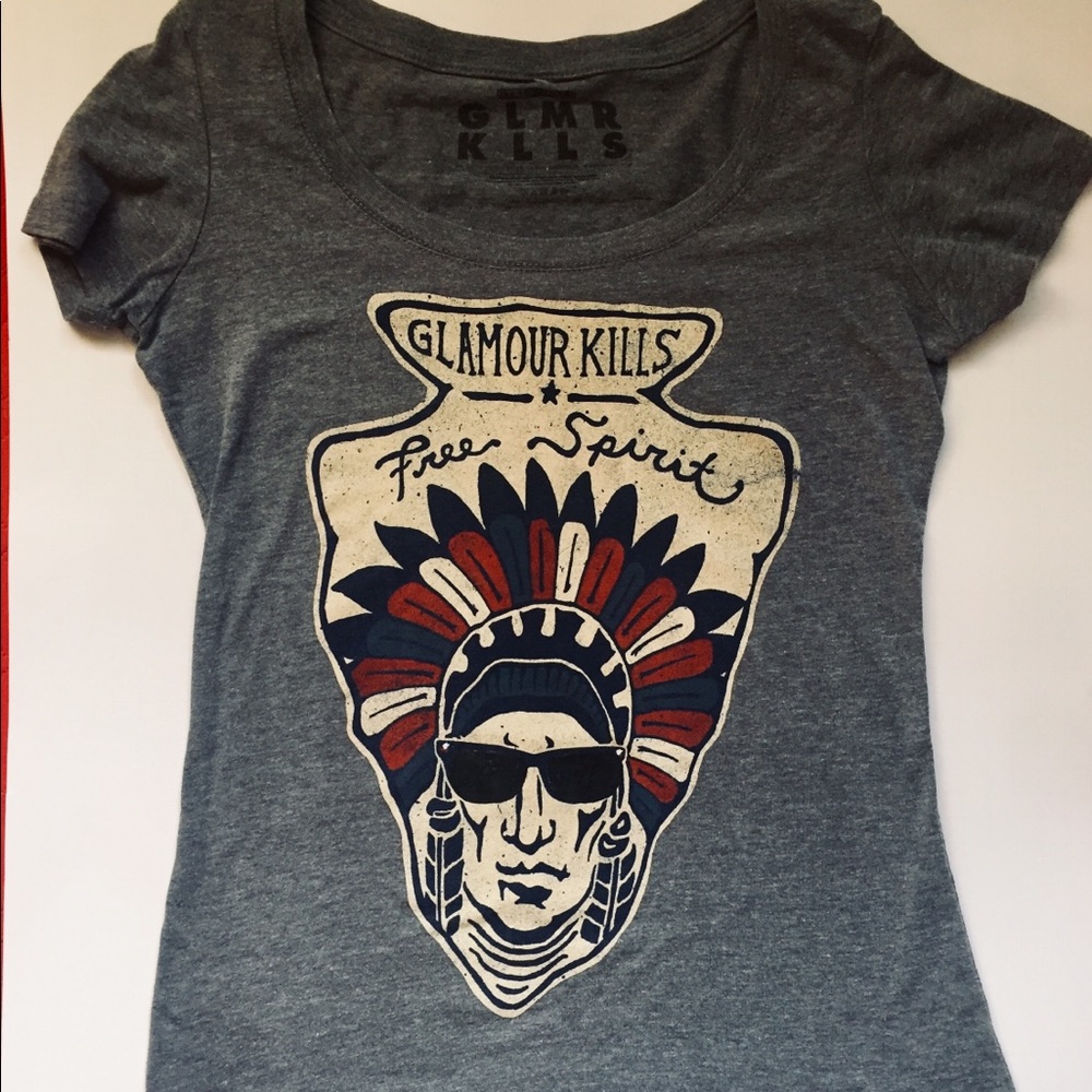 Glamour Kills- Free Spirit, Sz Sm, Grey tee
